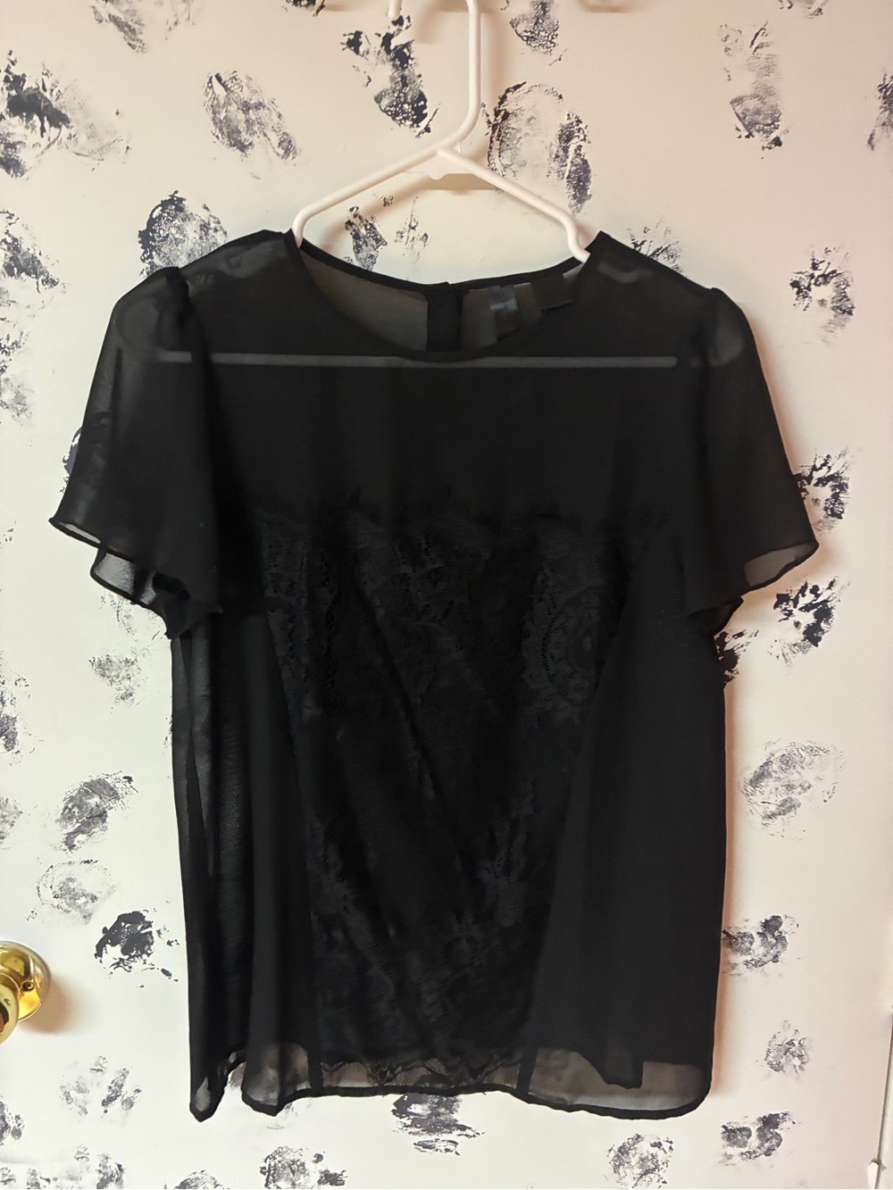 Sheer Black Lace Overlay Blouse vintage